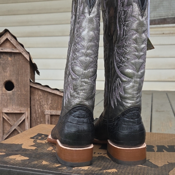 Mark Tanner Silver and Black Western Cowboy Boots NWT - Picture 4 of 11